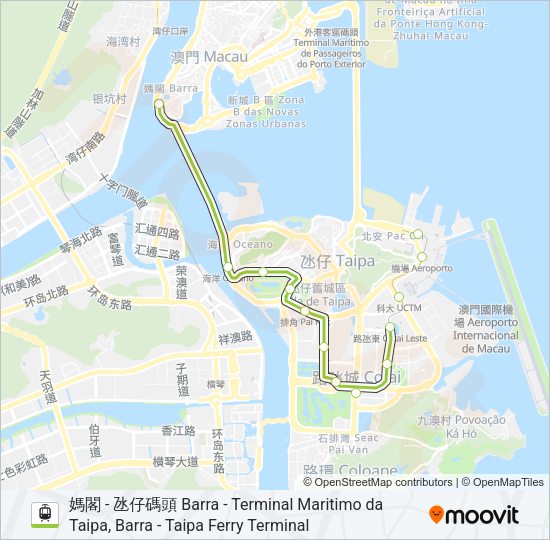 輕鐵氹仔線 LINHA DA TAIPA, TAIPA LINE的線路圖