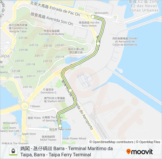 氹仔線 LINHA DA TAIPA, TAIPA LINE Light Rail Line Map