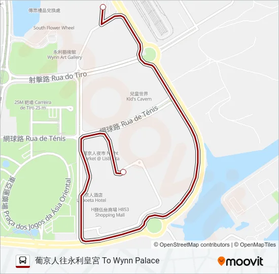 巴士澳門葡京人 LISBOETA MACAU的線路圖