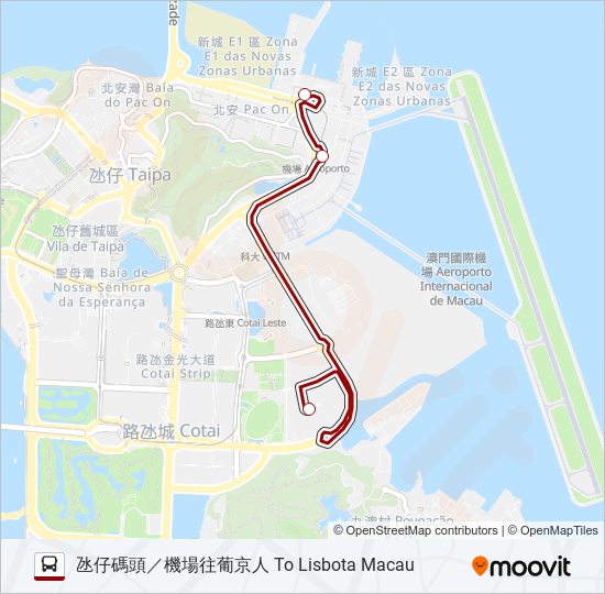 巴士澳門葡京人 LISBOETA MACAU的線路圖