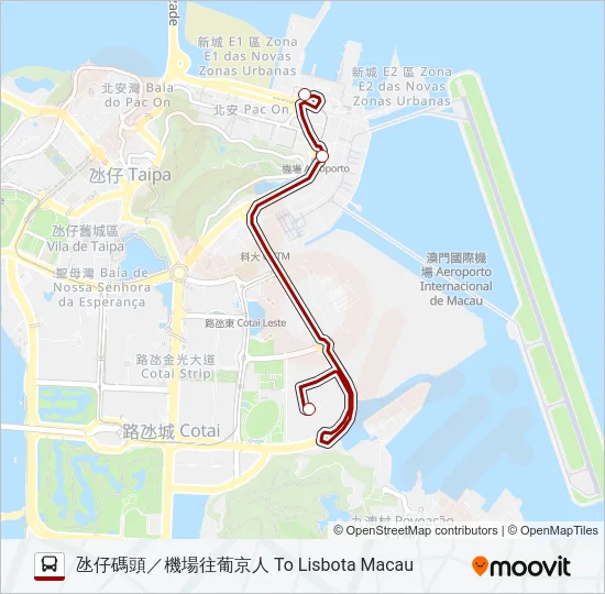 澳門葡京人 LISBOETA MACAU Bus Line Map