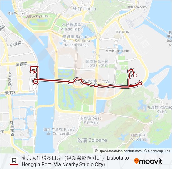 巴士澳門葡京人 LISBOETA MACAU的線路圖