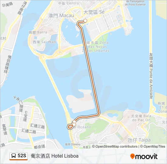 巴士52S的線路圖