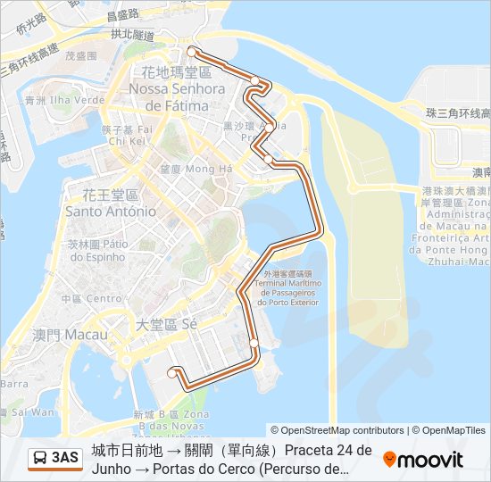巴士3AS的線路圖