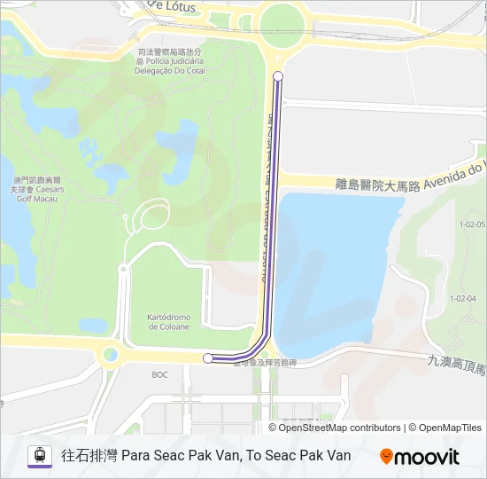 輕鐵石排灣線 LINHA DE SEAC PAK VAN, SEAC PAK VAN LINE的線路圖