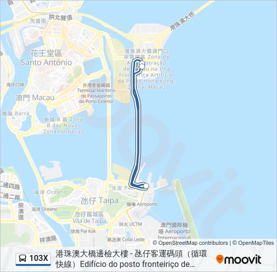 103X Bus Line Map