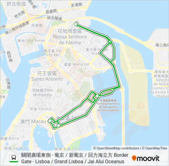 澳博新幹線 (關閘) SJM EXPRESS (BORDER GATE) Bus Line Map