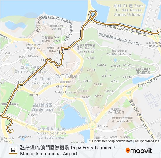 氹仔碼頭 - 澳門銀河 TAIPA FERRY TERMINAL - GALAXY MACAU Bus Line Map
