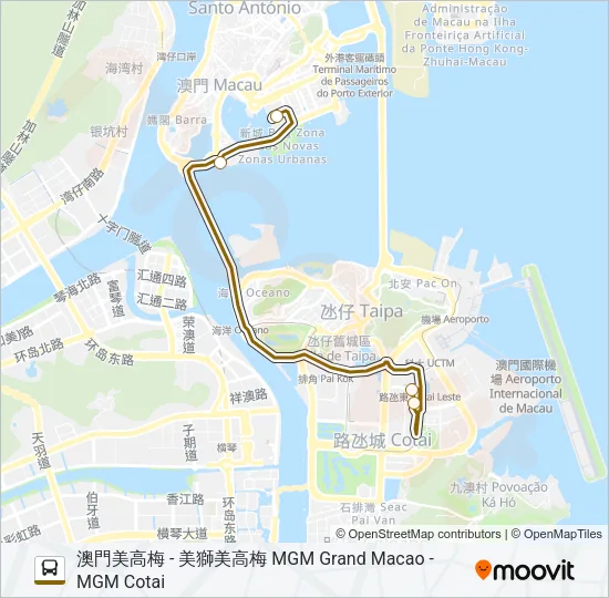 澳門美高梅 - 美獅美高梅 MGM GRAND MACAO - MGM COTAI Bus Line Map