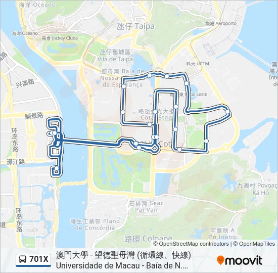 701X Bus Line Map