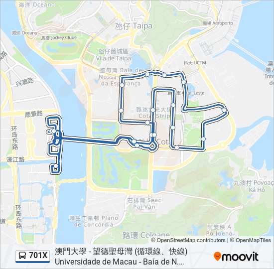 701X bus Line Map