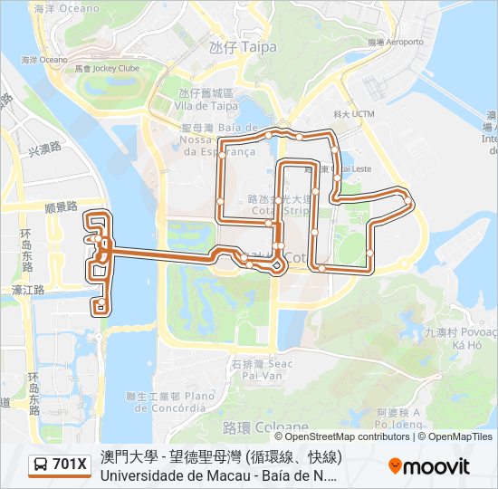 701X Bus Line Map