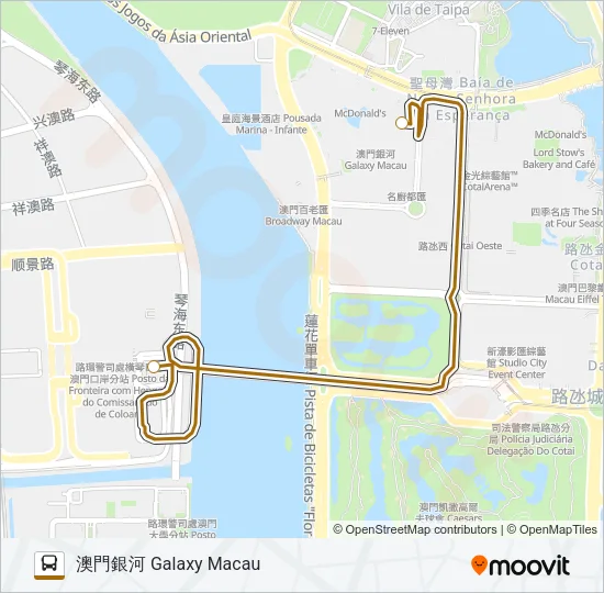 巴士橫琴口岸 - 澳門銀河 HENGQIN PORT - GALAXY MACAU的線路圖