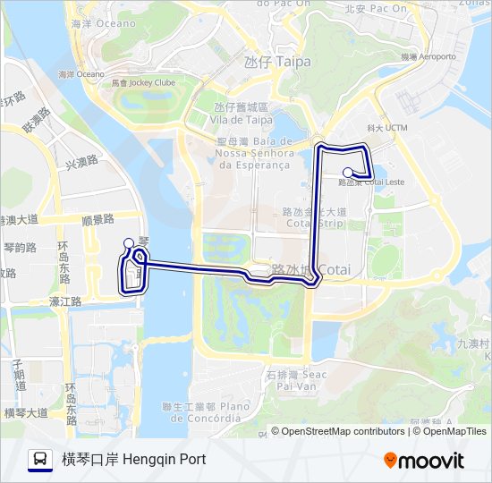 巴士橫琴口岸 - 新濠天地 HENGQIN PORT - CITY OF DREAMS的線路圖