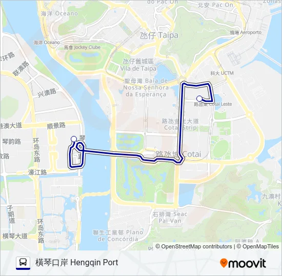 橫琴口岸 - 新濠天地 HENGQIN PORT - CITY OF DREAMS Bus Line Map