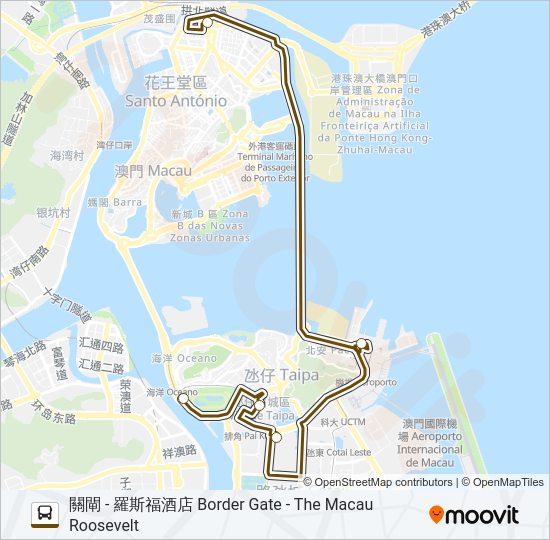巴士羅斯福 - 1號線  ROOSEVELT - ROUTE 1的線路圖