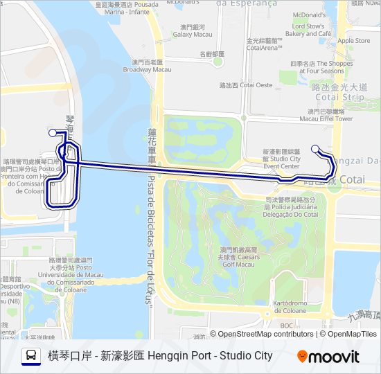 巴士橫琴口岸 - 新濠影匯  HENGQIN PORT - STUDIO CITY的線路圖