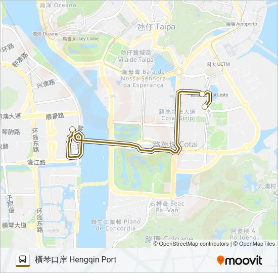 橫琴口岸 -  美獅美高梅 HENGQIN PORT - MGM COTAI Bus Line Map