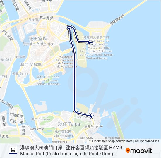 巴士港珠澳大橋綜合渡假村接駁線 HZM BRIDGE INTERGRATED RESORTS CONNECTION的線路圖