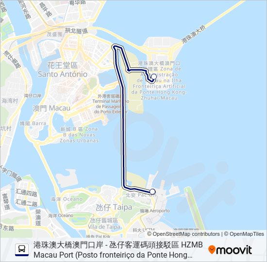 巴士港珠澳大橋綜合渡假村接駁線 HZM BRIDGE INTERGRATED RESORTS CONNECTION的線路圖