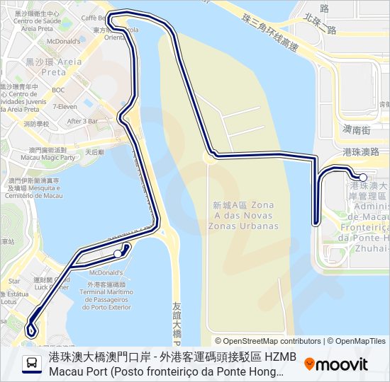 港珠澳大橋綜合渡假村接駁線 HZM BRIDGE INTERGRATED RESORTS CONNECTION Bus Line Map