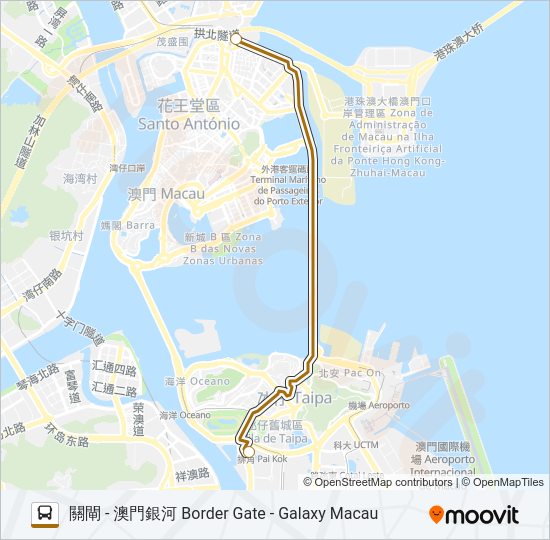 關閘 - 澳門銀河 BORDER GATE - GALAXY MACAU Bus Line Map