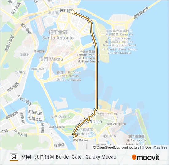 關閘 - 澳門銀河 BORDER GATE - GALAXY MACAU Bus Line Map