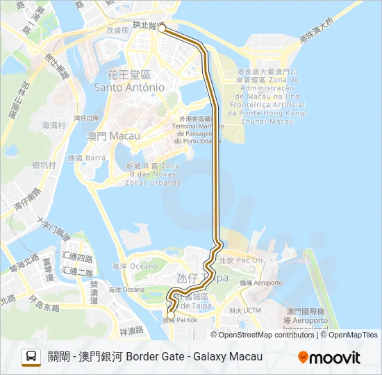關閘 - 澳門銀河 BORDER GATE - GALAXY MACAU Bus Line Map