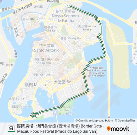 美食節穿梭巴士 - 關閘線 MACAU FOOD FESTIVAL SHUTTLE BUS (BORDER GATE) Bus Line Map
