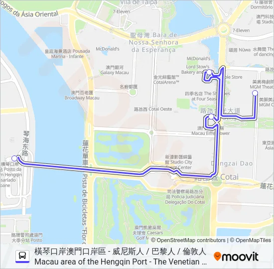 巴士金沙度假區(路氹) SANDS RESORTS MACAO (COTAI)的線路圖