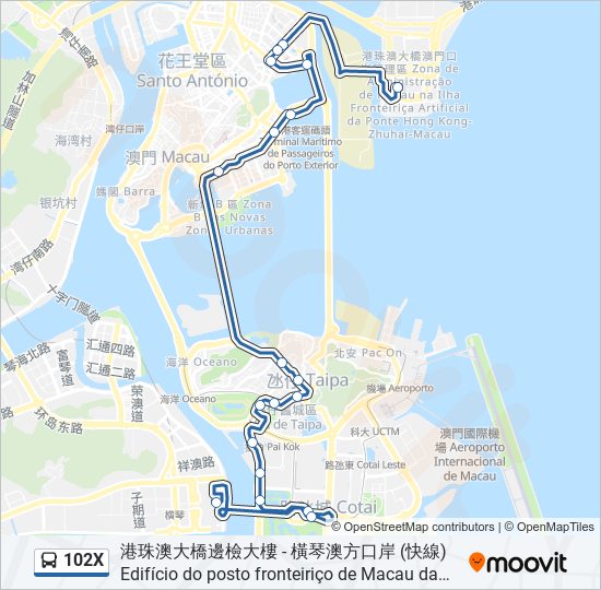 102X bus Line Map