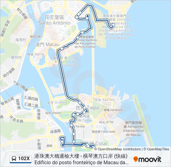102X Bus Line Map