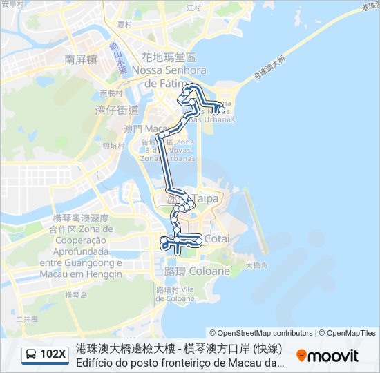102X bus Line Map