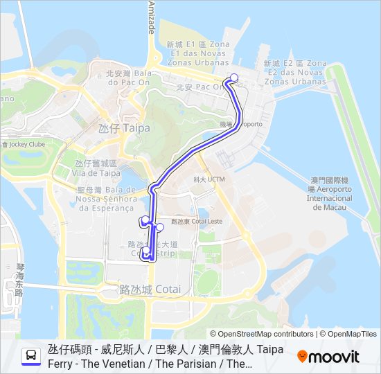 巴士金沙度假區(路氹) SANDS RESORTS MACAO (COTAI)的線路圖