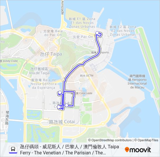 金沙度假區(路氹) SANDS RESORTS MACAO (COTAI) Bus Line Map
