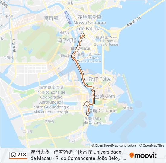巴士71S的線路圖