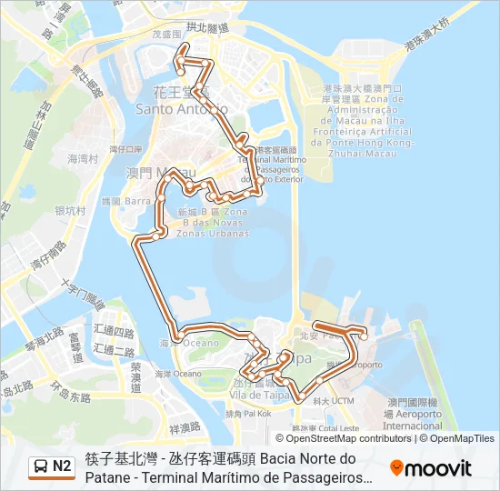 N2 Bus Line Map