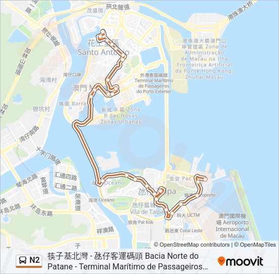N2 Bus Line Map