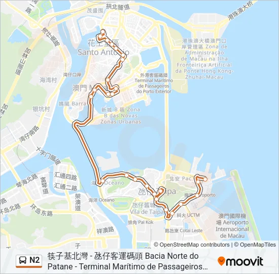 N2 Bus Line Map