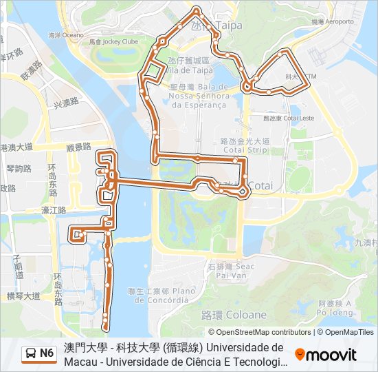 巴士N6的線路圖