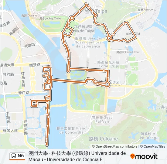 N6 Bus Line Map