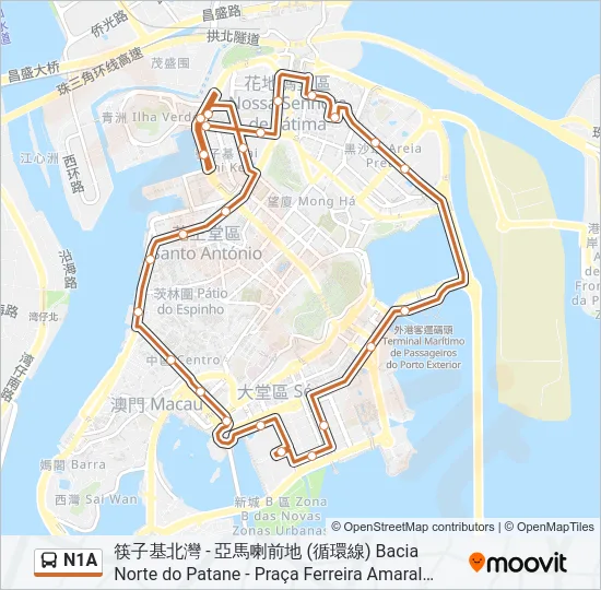 N1A Bus Line Map