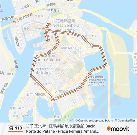 N1B Bus Line Map
