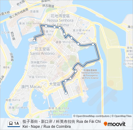 巴士1A的線路圖