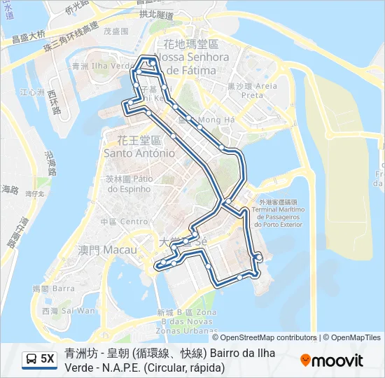 5X Bus Line Map
