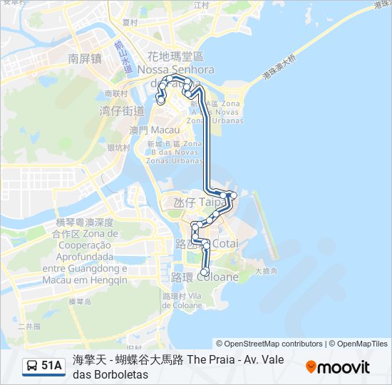 巴士51A的線路圖