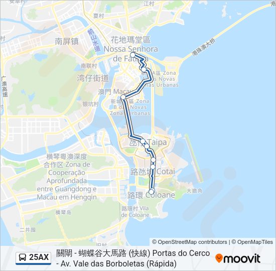 巴士25AX的線路圖