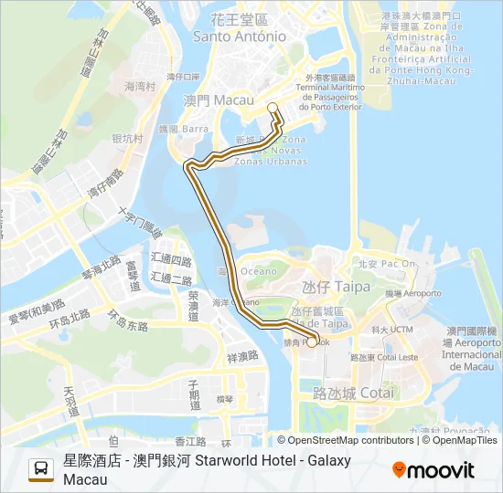 巴士星際酒店 - 澳門銀河 STARWORLD HOTEL - GALAXY MACAU的線路圖
