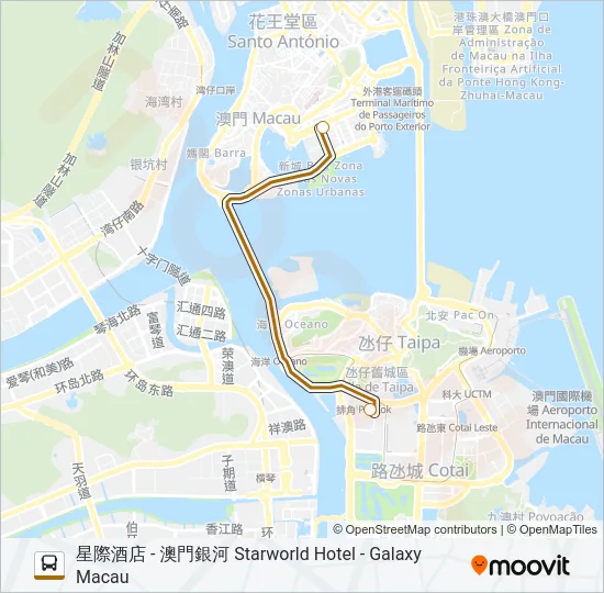 巴士星際酒店 - 澳門銀河 STARWORLD HOTEL - GALAXY MACAU的線路圖