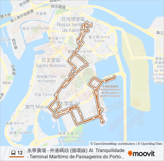 巴士12的線路圖